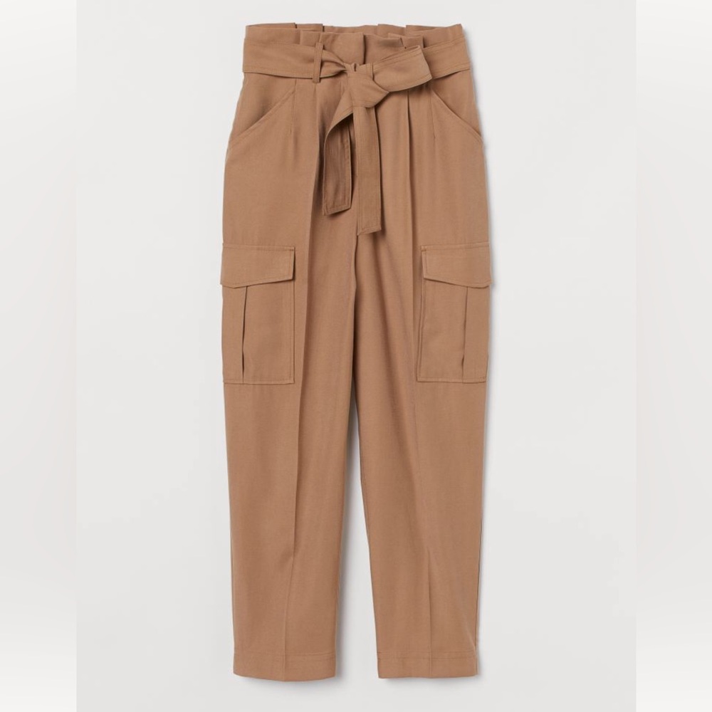 H&M light weight paper bag pant in camel colour